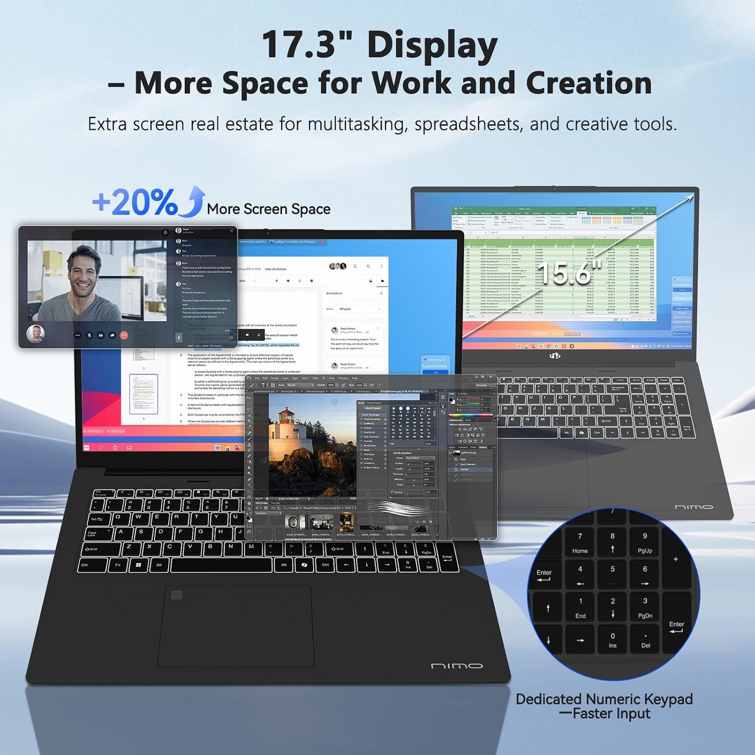 NIMO Copilot+ PC, 17.3 AI-Laptop, AMD Ryzen AI 9 HX 370(50 Tops NPU) Radeon 890M, 32GB DDR5 RAM 2TB SSD, 144Hz, PD 100W USB-C 4.0, Wi-Fi 6E AI Laptop for Mobile Workstation Programmer Business-Gaming