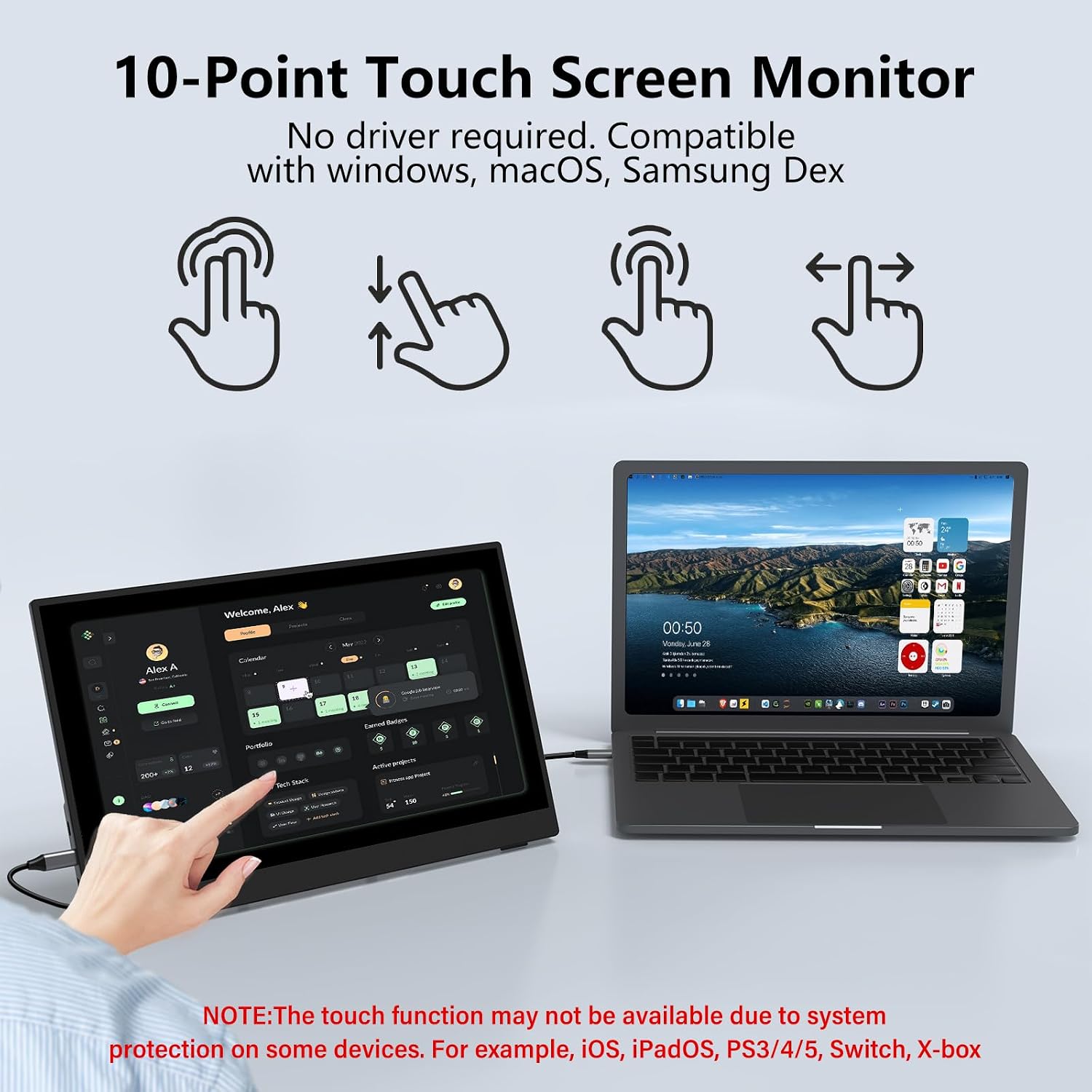 InnoView 15.6 Inch 1080P Touchscreen Portable Monitor and 14 Inch 4K OLED Travel Monitor