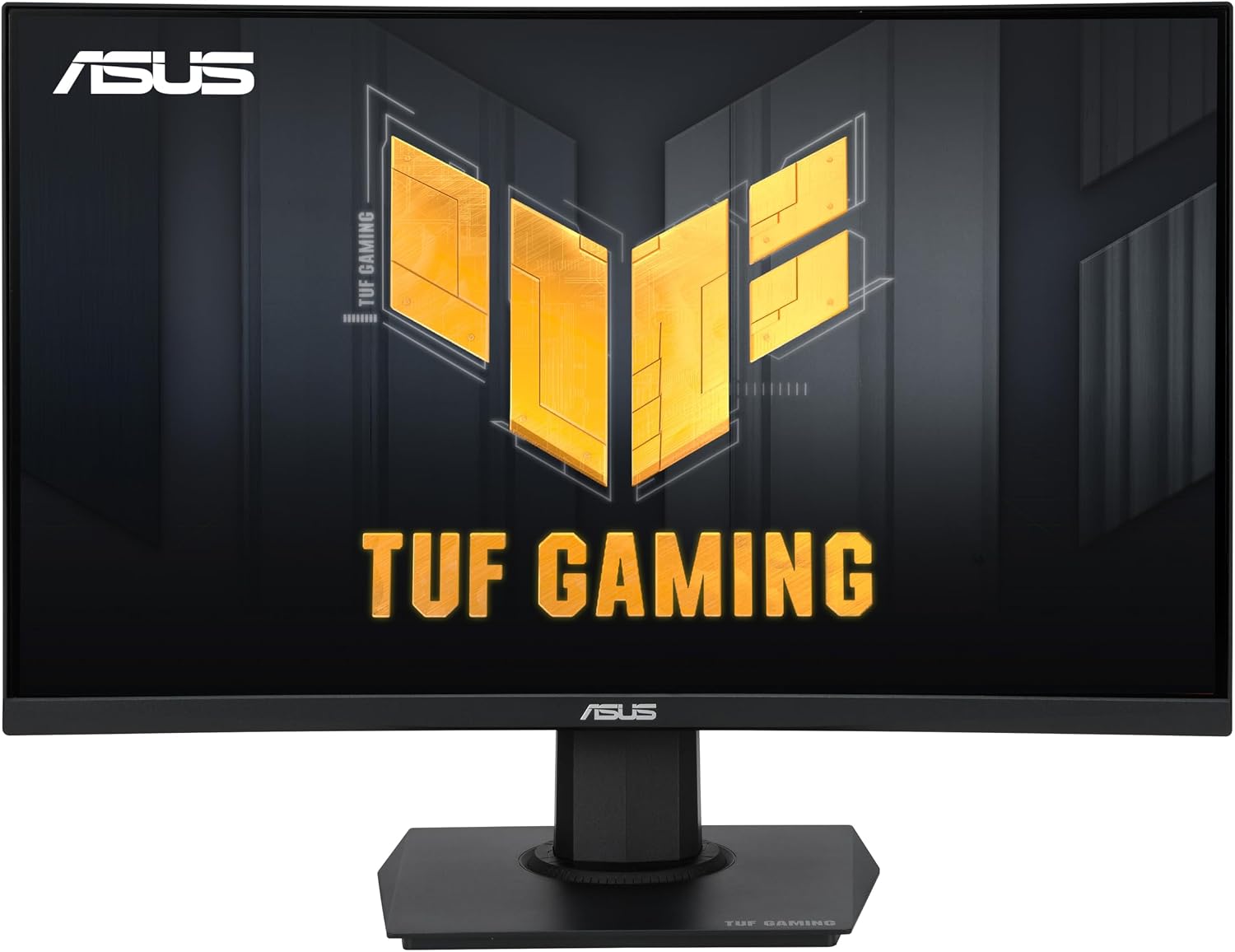 ASUS TUF Gaming 24' (23.6 inch viewable) Curved Monitor (VG24VQER) – FHD, 180Hz, 1ms, DCI-P3 90%, Extreme Low Motion Blur Sync, FreeSync, Shadow Boost, Eye Care, DisplayWidget Center, 3yr Warranty