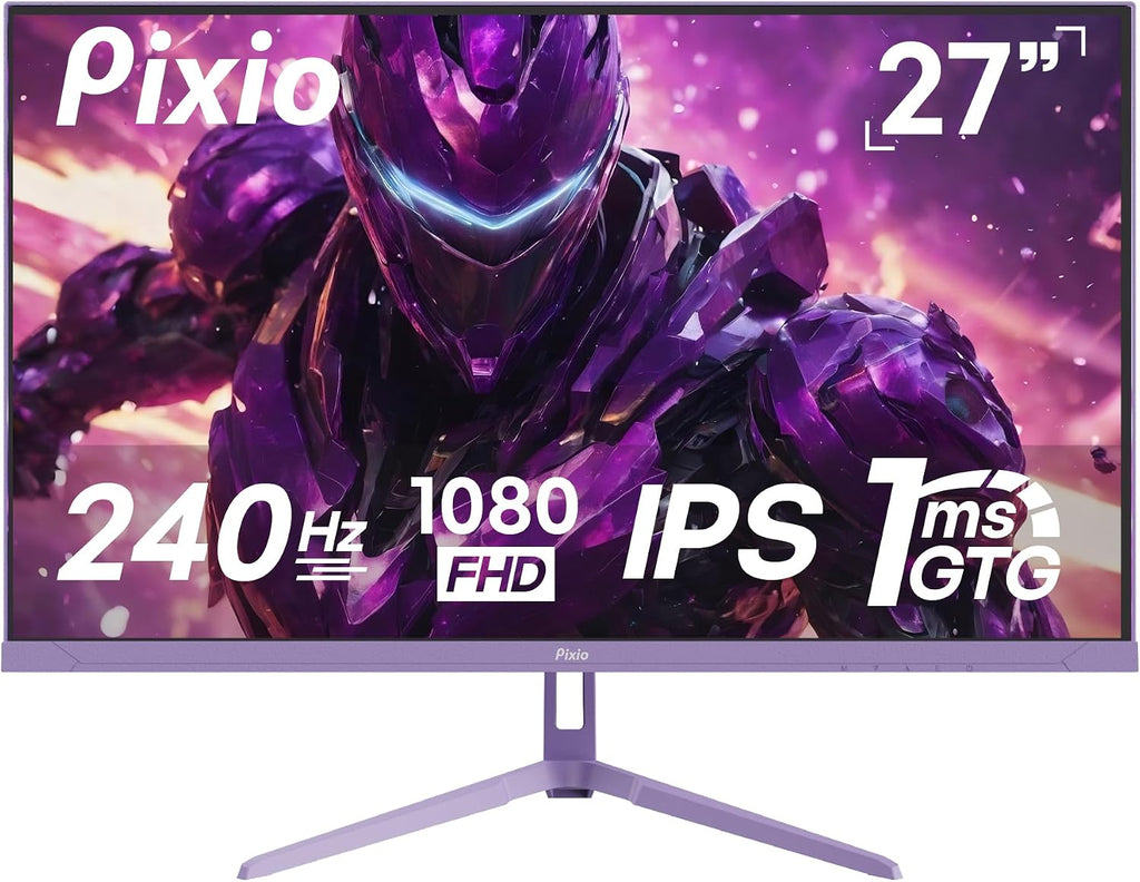 Pixio Two PX279 Wave Purple 27 inch 240Hz Refresh Rate FHD 1080p Resolution Fast IPS Panel 1ms GTG Resonse Time Gaming Monitor and PS1D Wave Purple Dual Monitor Arm