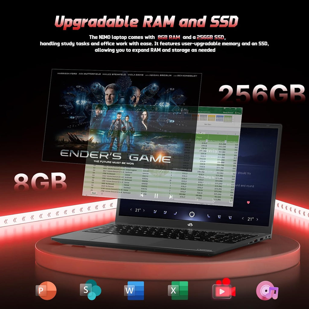 NIMO 15.6' FHD Laptop Computer, Intel Pentium N150 (Beat i3-1115G4, 4-Core Up to 3.4GHz), Laptop with Backlit Keyboard 65W GaN Type-C Fingerprint 8GB RAM 256GB SSD, for Home-Student and Business