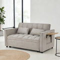 Convertible Velvet Sofa Bed with Pull-Out Bed & Side Storage Pockets, Modern Sleeper Sofa for Living Room, Apartment, Small Spaces, and Bedroom (Grey-3)