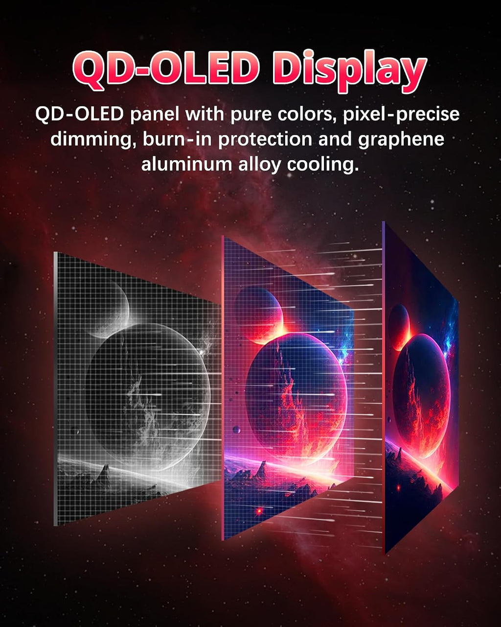 Q32S 32' 4K 240Hz QD-OLED Glossy Monitor, 0.03ms, 99% sRGB, 99% DCI-P3, 10-Bit Color, HDR, 1500000:1 Contrast Ratio, Eye Care (Honeycomb - with Stand)