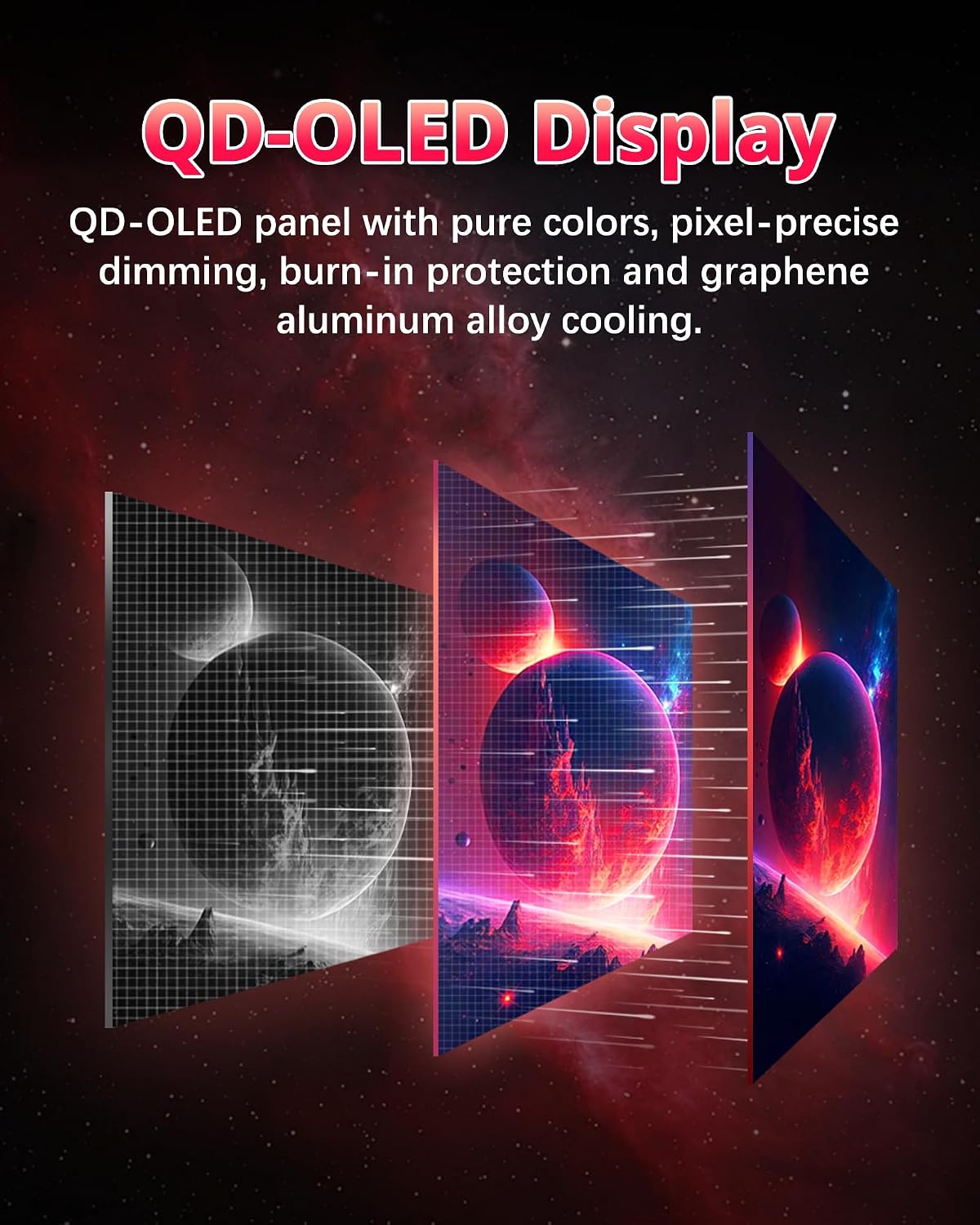 Q32S 32' 4K 240Hz QD-OLED Glossy Monitor, 0.03ms, 99% sRGB, 99% DCI-P3, 10-Bit Color, HDR, 1500000:1 Contrast Ratio, Eye Care (Honeycomb - with Stand)