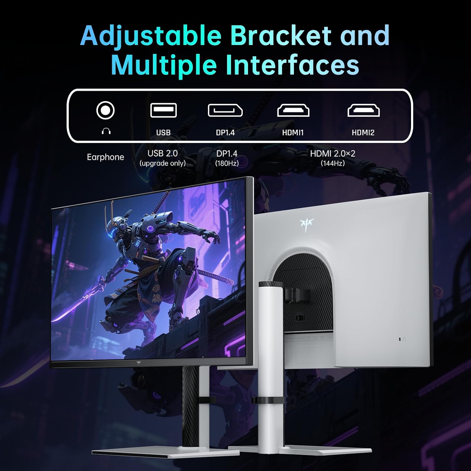 KTC Mini LED Monitor 27 Inch | Gaming Monitor | 2K@180Hz QHD (2560x1440P) | VESA Display HDR1400 | 1ms | FreeSync/G-Sync | 148% sRGB HDMIx2, DPx1 Vertical and Wall Mounting Support White(Renewed)