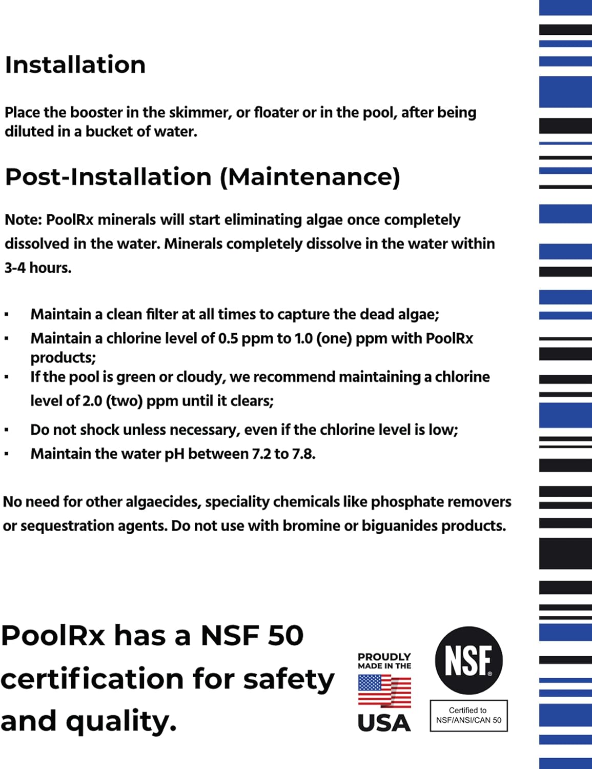 Pool RX 332064 4-Pack PoolRx+ Booster Black Swimming Pool Algaecide, 4 Pack