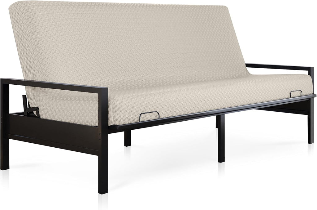 Milliard Full Size Futon Mattress, Ivory, 71 x 52 x 6 Inch, Memory Foam Futon Mattress Full Size, CertiPUR-US, Comfy Sofa Bed, Couch, Removable Washable Hypoallergenic Cover, Frame Not Included