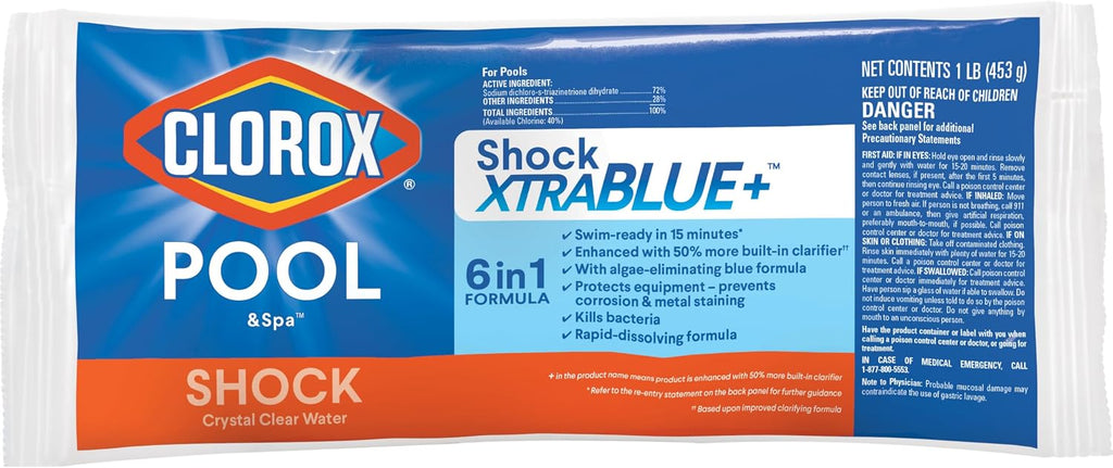 Clorox® Pool&Spa™ Shock XTRABLUE® Plus, Kills Bacteria & Algae in Swimming Pools, Swim-Ready in 15 Minutes, (36-Pack)
