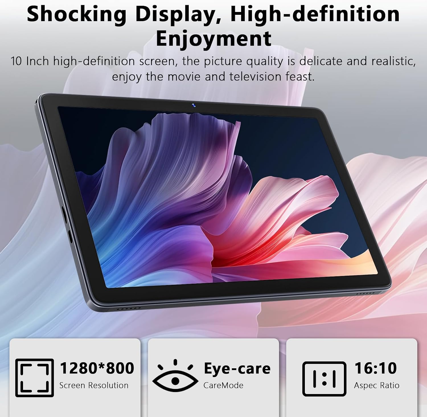 Raemond 10 Inch Tablet Android 15 with Keyboard, 24GB RAM + 128GB ROM (1TB Expand), T615 Octa-Core, 1280x800 IPS HD Display, 5MP+8MP Dual Camera, 6000mAh, Mouse, Widevine L1, GPS