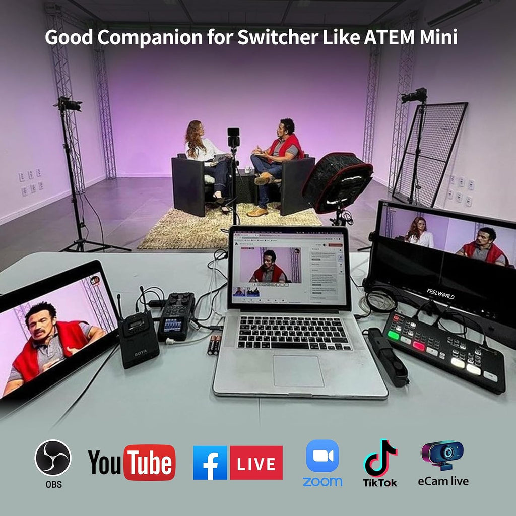 FEELWORLD ATEM156 Quad-Split Monitor 4K 15.6' Director's Monitor with 4 x HDMI I/O Live Streaming Broadcast Display Screen for Switchers, Mixer, Studio, Television