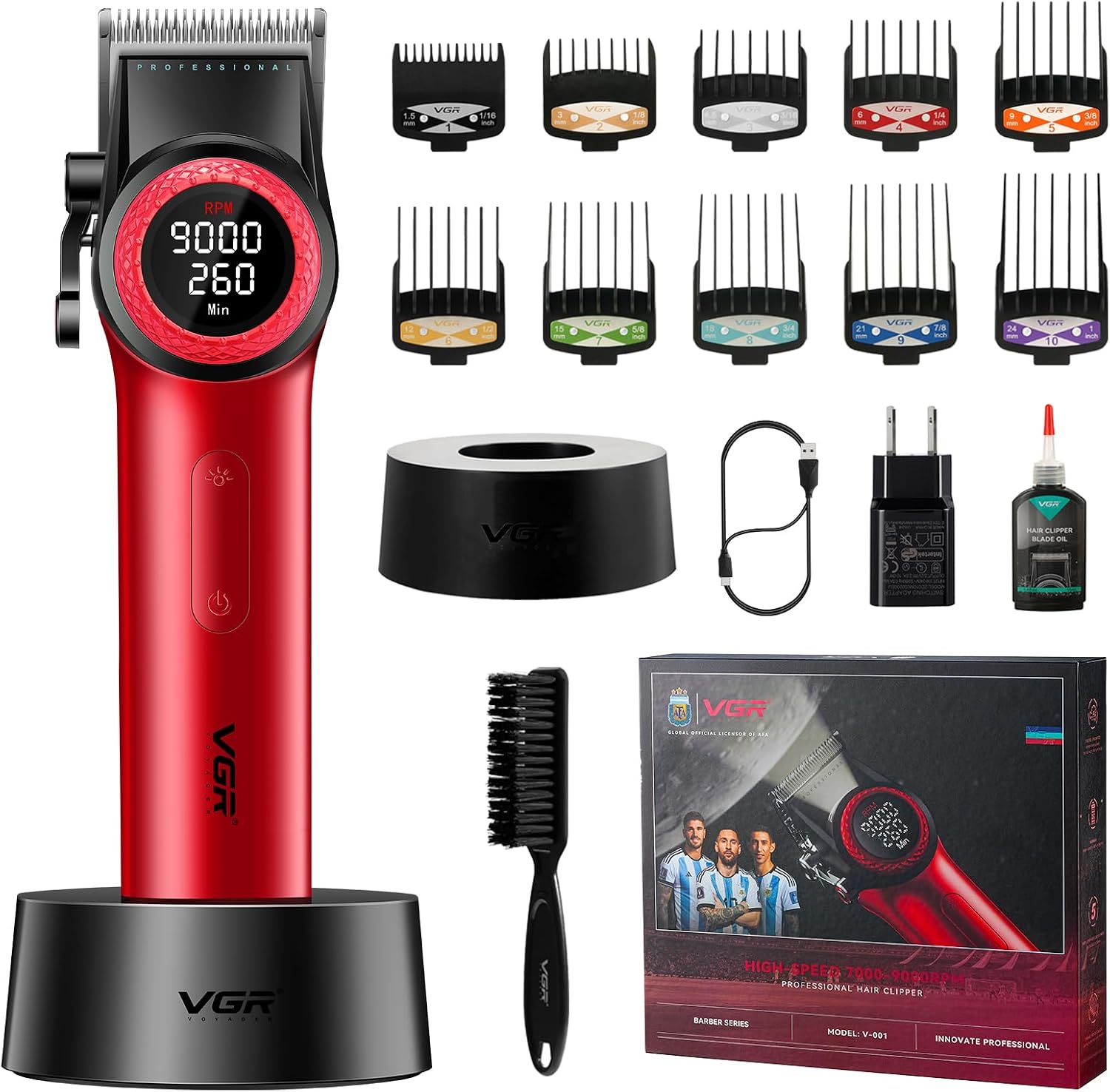 VGR Hair Clippers for Men Professional, T-Blade Trimmer Cordless Clippers and Trimmers Set, Electric Foil Shaver for Men with Double Foil, Rechargeable 3 Piece Men's Hair Cutting Kit, LED Display
