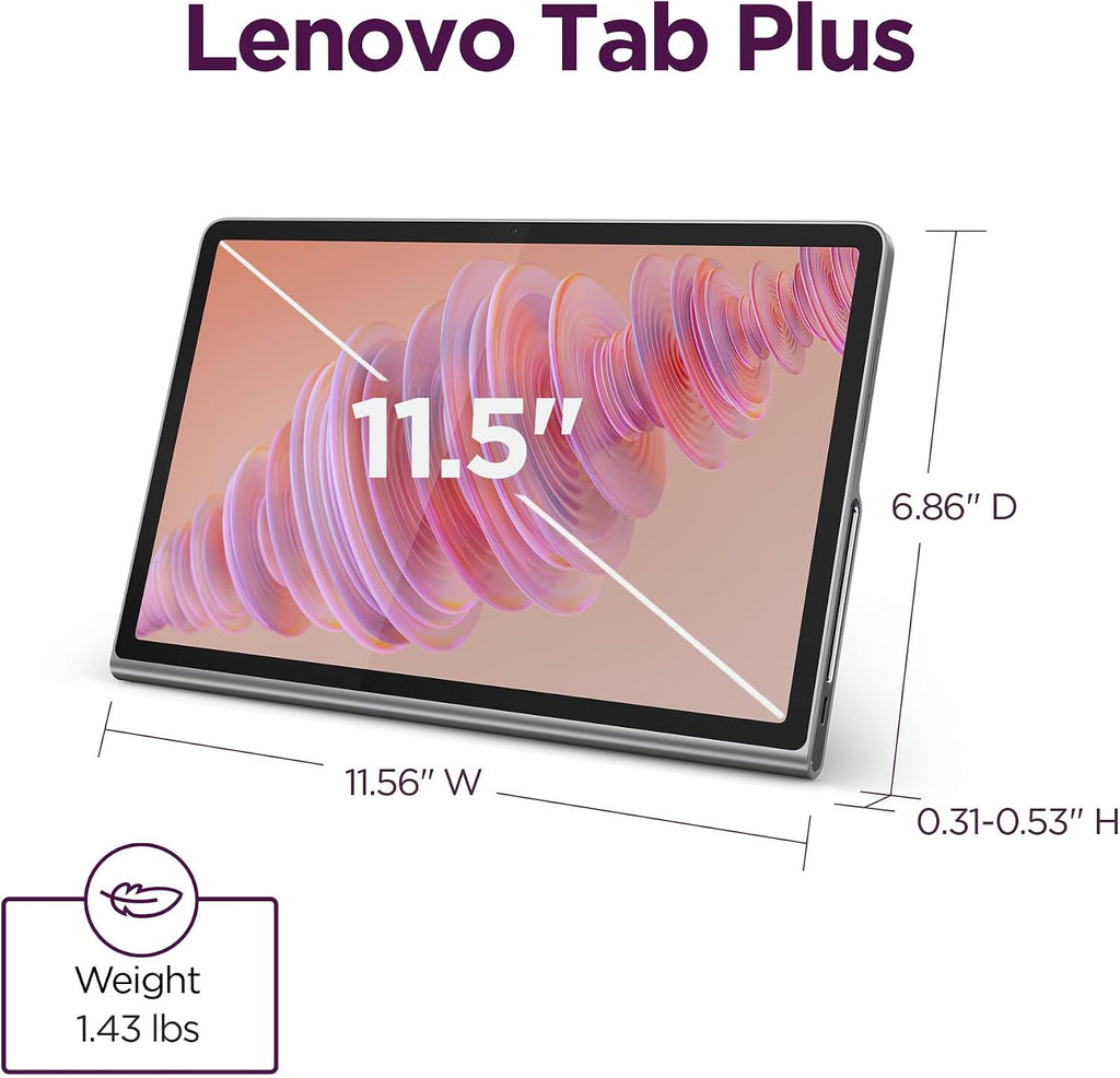 Lenovo Tab Plus - 2024 - Premium Entertainment Tablet - 8 JBL® Speakers - 11.5' 2K LCD Touch Display - 8GB Memory - 128GB Storage - MediaTek™ Helio G99 - Folio Case Included - Luna Grey