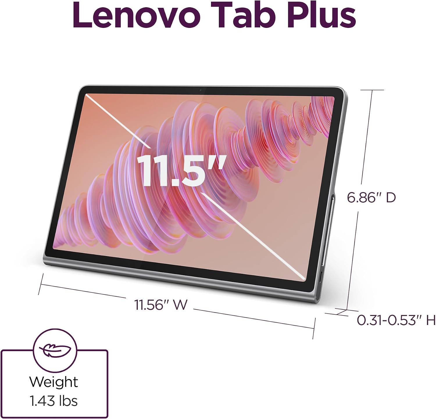 Lenovo Tab Plus - 2024 - Premium Entertainment Tablet - 8 JBL® Speakers - 11.5' 2K LCD Touch Display - 8GB Memory - 128GB Storage - MediaTek™ Helio G99 - Folio Case Included - Luna Grey