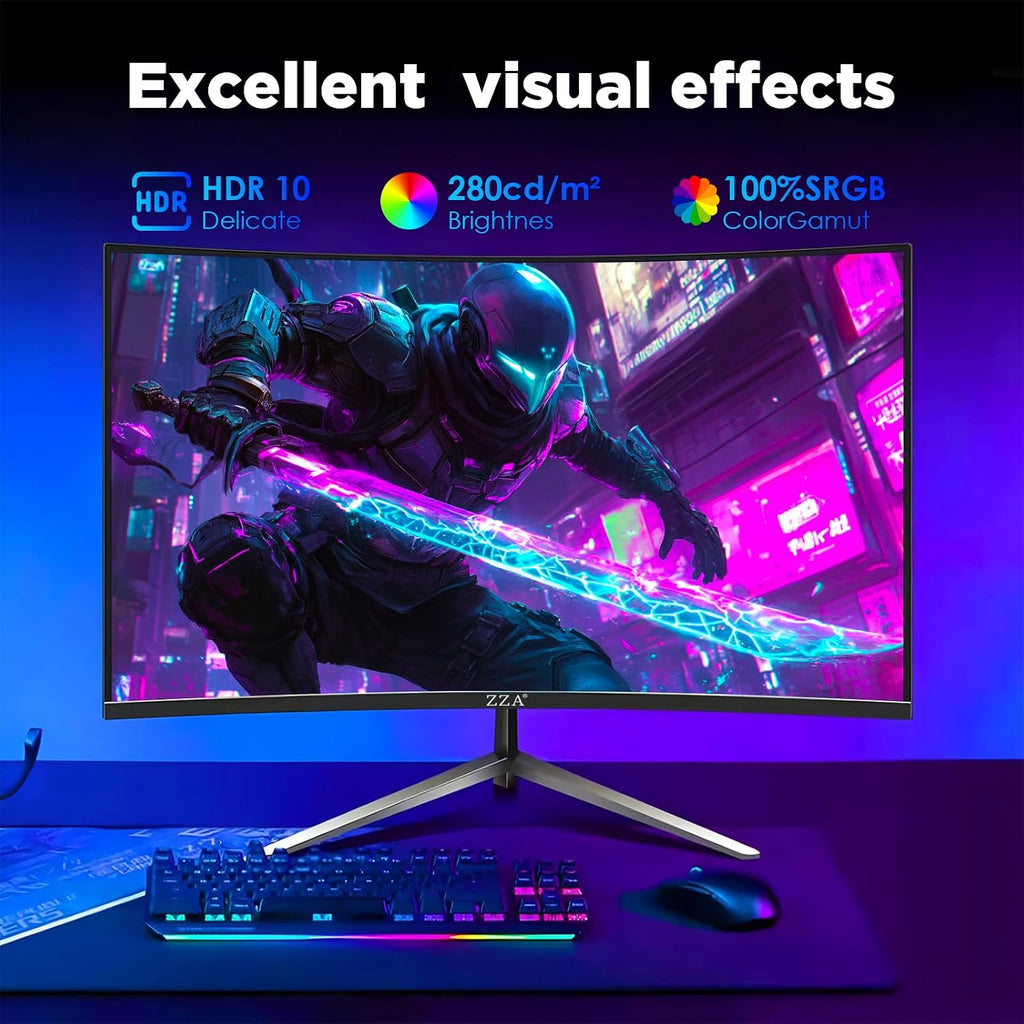32 Inch Curved Gaming Monitor with 240Hz Refresh Rate, 1ms GTG, HDR600, 1500R Curvature, 1080P Resolution, 122% sRGB, FreeSync, G-Sync Compatible, DP and HDMI Ports, VESA Mount for Competitive Gamers