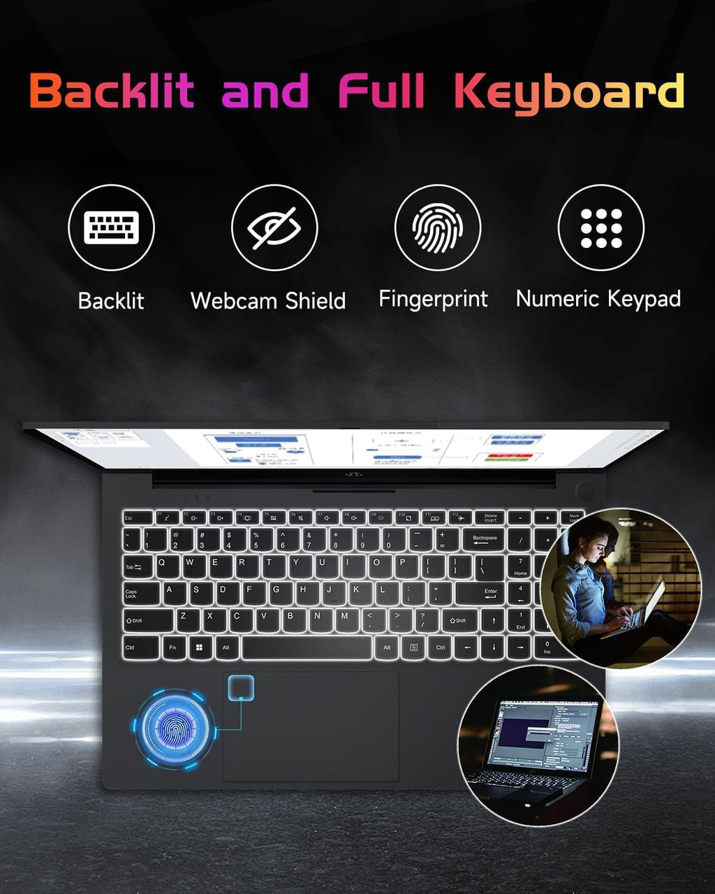 NIMO 15.6' IPS FHD-Laptop-Computer, Intel Pentium Quad Core N100 4GB RAM 128GB SSD (Beat i3-1115G4, Up to 3.4GHz) Backlit Keyboard Fingerprint Type-C WiFi 6 BT5.2, for Student and Home (Renewed)