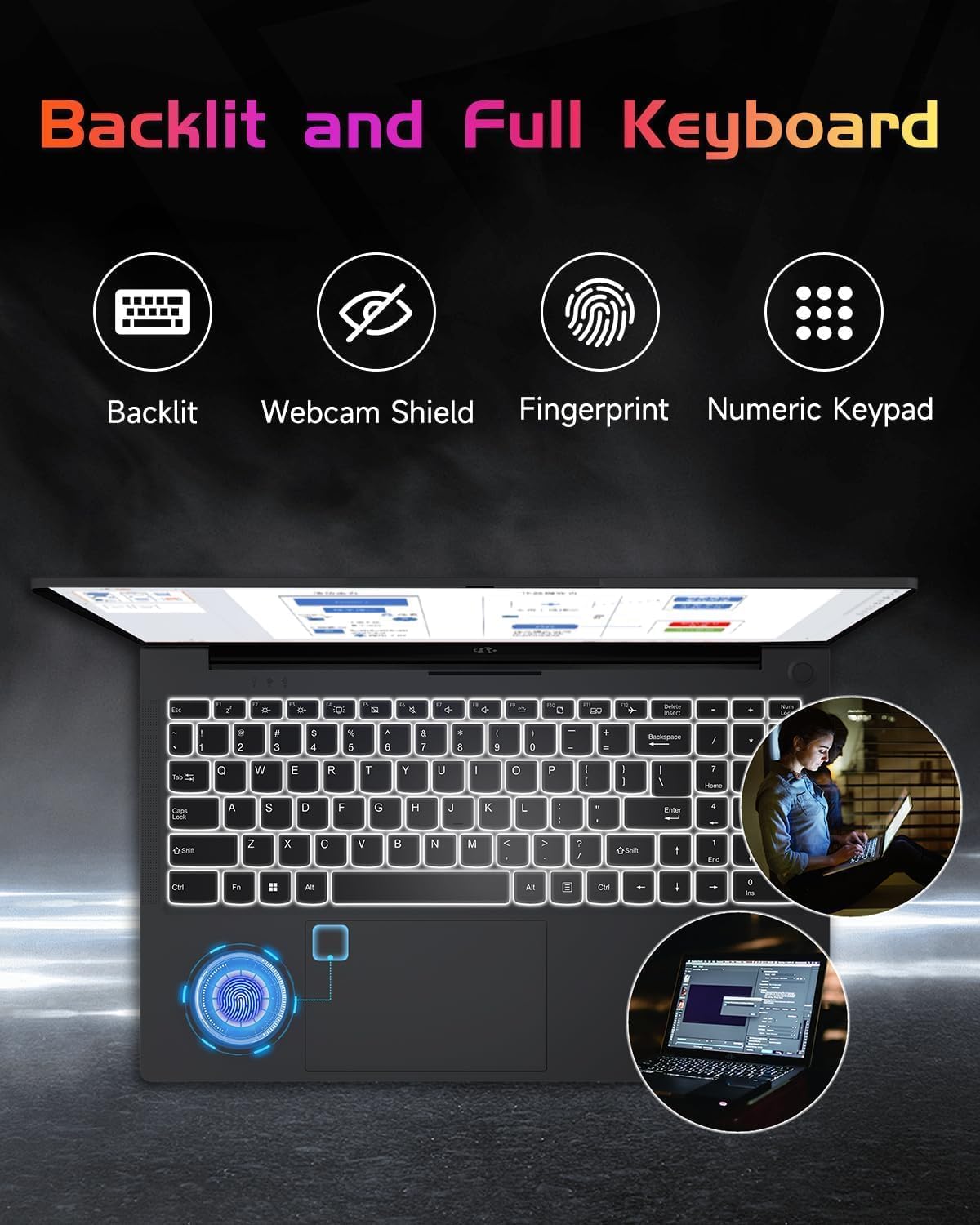 NIMO 15.6' IPS FHD-Laptop-Computer, Intel Pentium Quad Core N100 4GB RAM 128GB SSD (Beat i3-1115G4, Up to 3.4GHz) Backlit Keyboard Fingerprint Type-C WiFi 6 BT5.2, for Student and Home (Renewed)