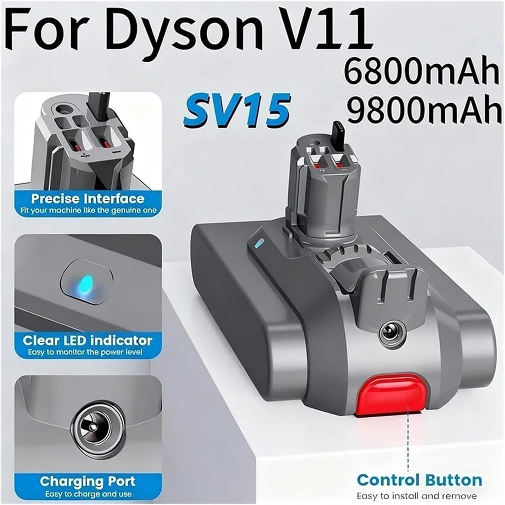 Replacement Battery Buckle Version, Compatible with Dyson V11 SV15 SV16 SV17 SV18 SV22 Vacuum Cleaner(V11-9800mAh-1PCS)