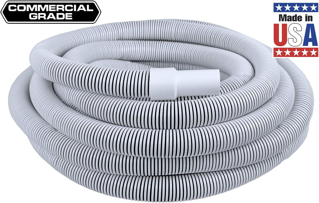 Poolmaster 50-Foot Commercial Grade In-Ground Swimming Pool Vacuum Hose with Leak-Proof Swivel Cuff, 1.5-Inch Heavy-Duty Spiral Wound Pool Cleaner Hose, UV & Chemical Resistant, Made in USA