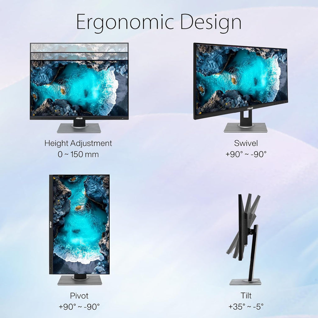 ASUS ProArt 27' QHD Monitor, 1440P IPS Display, 100% sRGB|Rec. 709, Delta E < 2 Color Accuracy, Calman Verified, DP HDMI Mini DP DVI USB Hub, Ergonomic Tilt Swivel Pivot Height Adjustable Stand