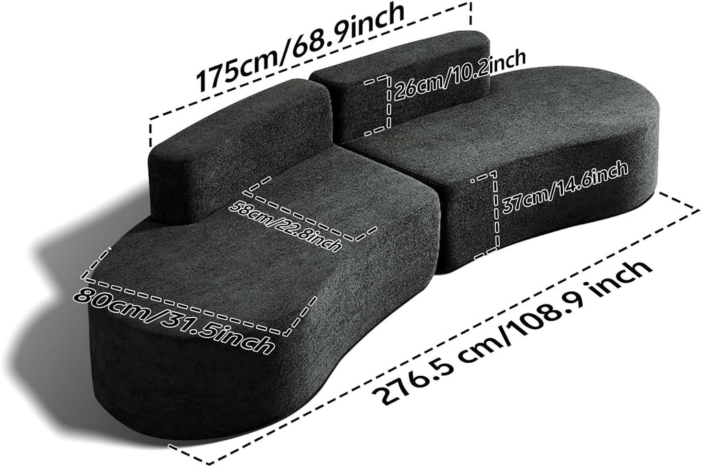 Swbvs Modular Floor Sofa Set, Boneless Memory Foam Lounge Couch, Convertible Low-Profile Seating for Living Room, Bedroom & Small Spaces, Washable Cover, Modern Black