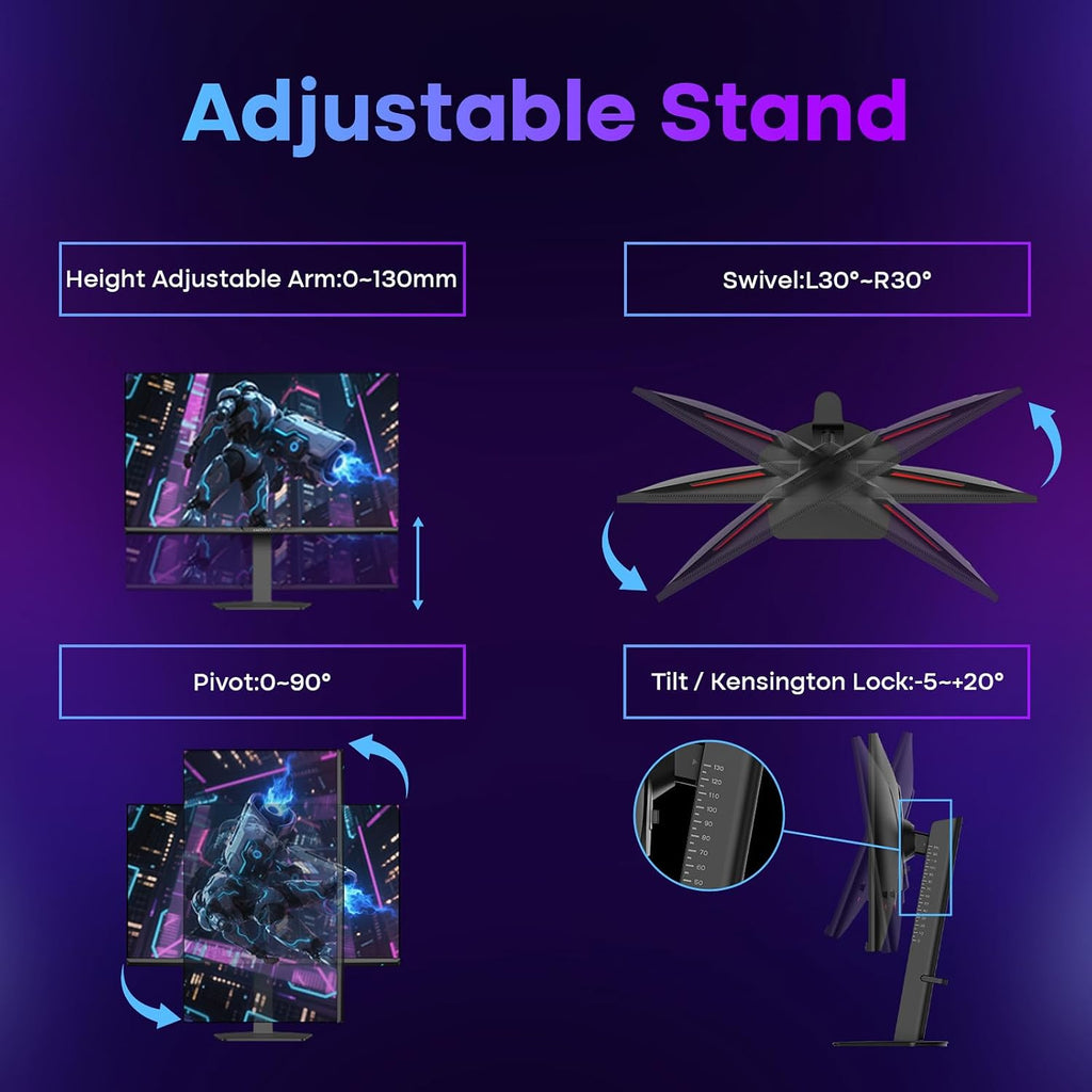 Amzfast 27 Inch 4K Gaming Monitor HDR 400, UHD 160Hz 144Hz | FHD 320Hz 300Hz 1ms Fast IPS Dual Mode, 126% sRGB, PIP/PBP, HDMI 2.1 x 2 & DP 1.4 x 2, Height Adjustment, VESA.