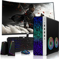 TechMagnet HP G4 Desktop Computer PC AMD Pro A10-9700 R7,16GB RAM,256GB SSD,27-inch Curved Monitor,RGB Speaker,RGB Keyboard with AI-Enabled Copilot Key,Mouse,2X ARGB Fan WiFi,Windows 11 Pro (Renewed)