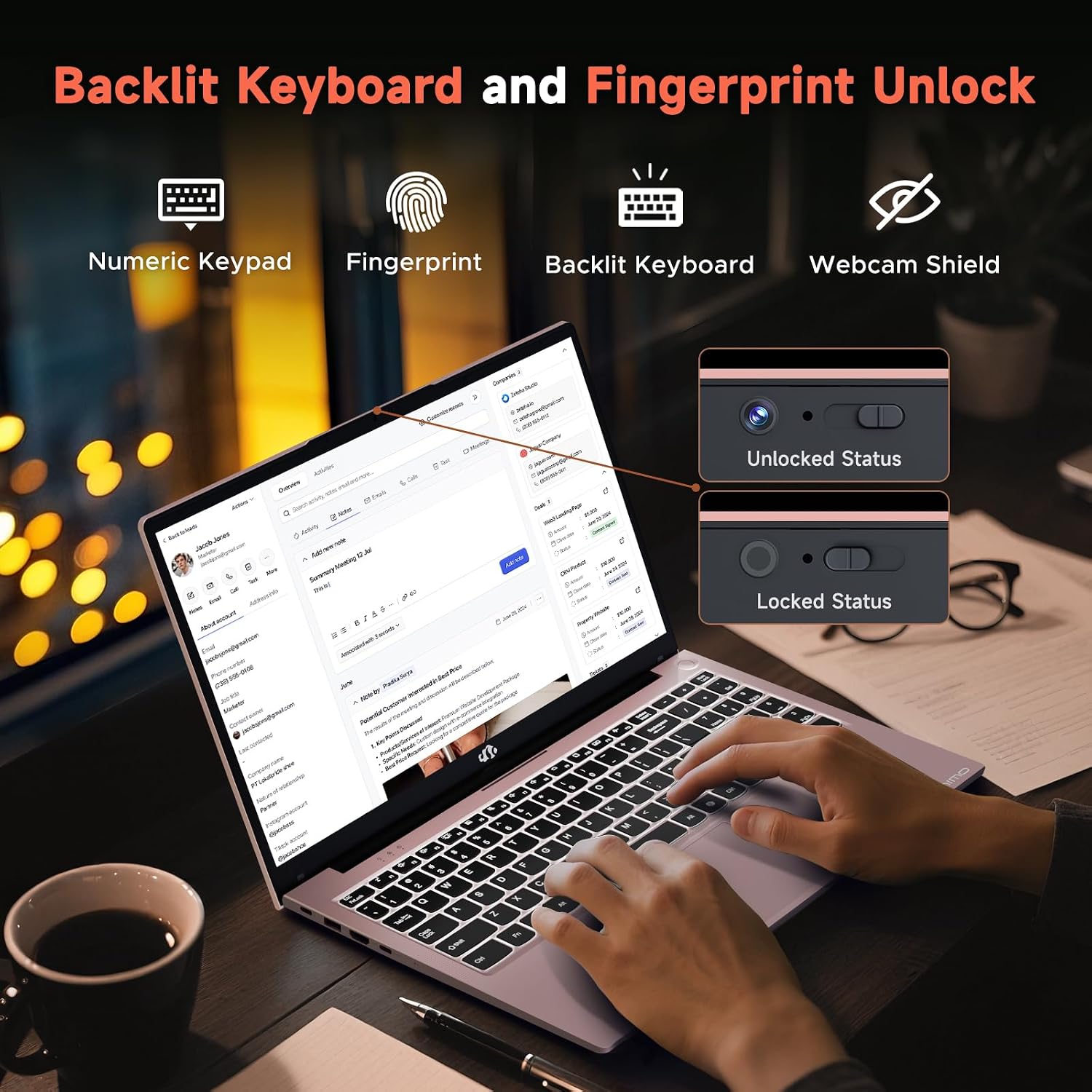 NIMO 2026 Laptop 15.6' FHD – AMD Ryzen 7 7735HS 8C/16T, Radeon 680M, 32GB DDR5, 1TB NVMe SSD, Backlit Keyboard, Fingerprint Unlock, 100W USB-C PD – Ideal for Students, Professionals, Creators