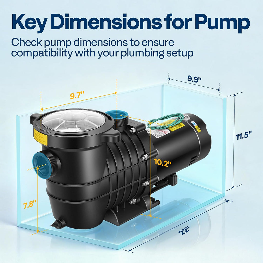 VIVOHOME 1.5 HP 6500 GPH Powerful Copper Motor Dual Voltage Self Primming in/Above Ground Swimming Pool Pump w1.25'' & 1.5' & 2.0'' Unions Energy Saving w/Strainer Basket