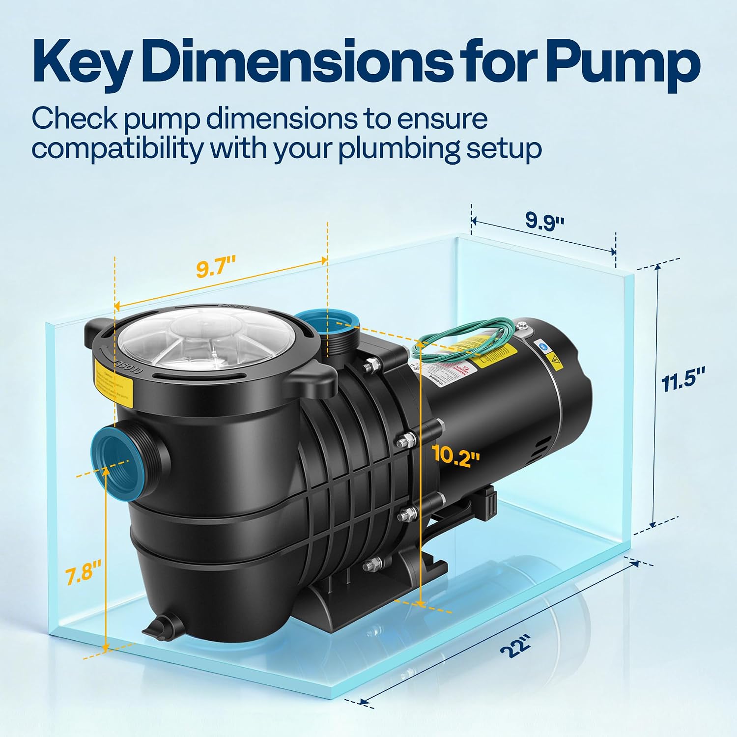 VIVOHOME 1.5 HP 6500 GPH Powerful Copper Motor Dual Voltage Self Primming in/Above Ground Swimming Pool Pump w1.25'' & 1.5' & 2.0'' Unions Energy Saving w/Strainer Basket