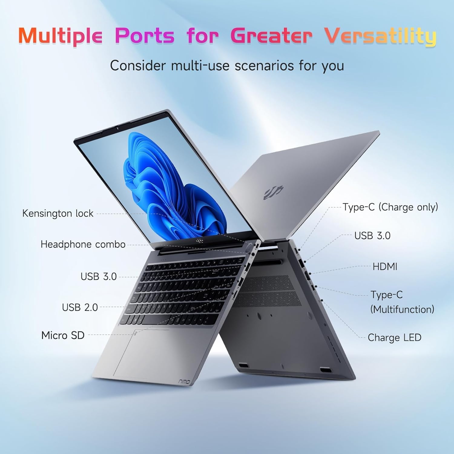 NIMO 15.6' FHD-Business-Laptop, 16GB RAM 512GB SSD AMD Ryzen 5 3500U Processor (Max 3.7GHz) 65W USB-C Fast Charging Fingerprint Backlit Keyboard BT5.2 Windows 11 Office Study Laptop, 2 Years Warranty