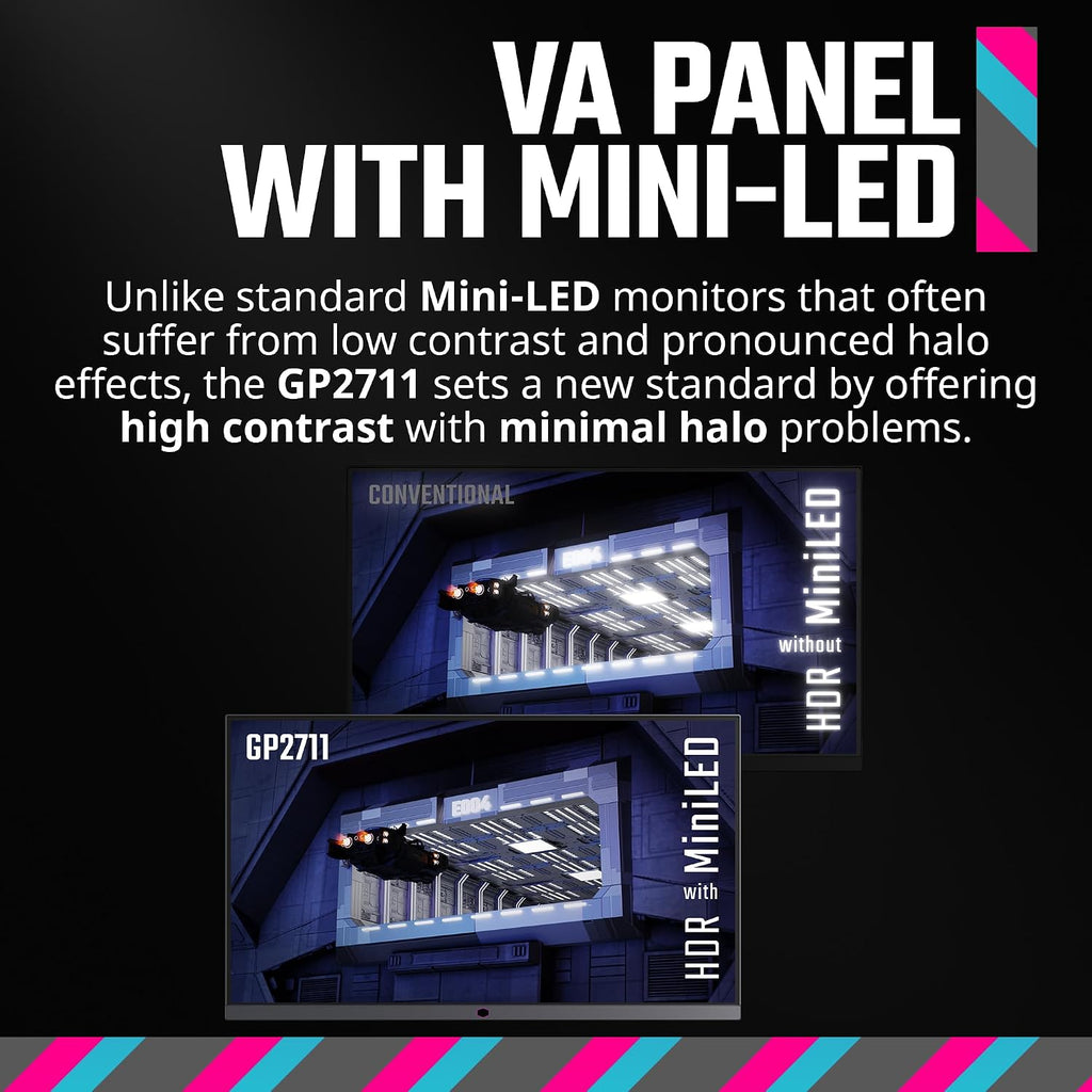 Cooler Master Tempest GP2711 27' 2K 165Hz Mini LED VA Quantum Dot QHD 2560 x 1440 PC Monitor, HDR1000, 4ms (GtG)|1ms (MPRT), DCR, FreeSync Premium, DP1.4 * 1, HDMI2.0 * 2, USB C*1, KVM