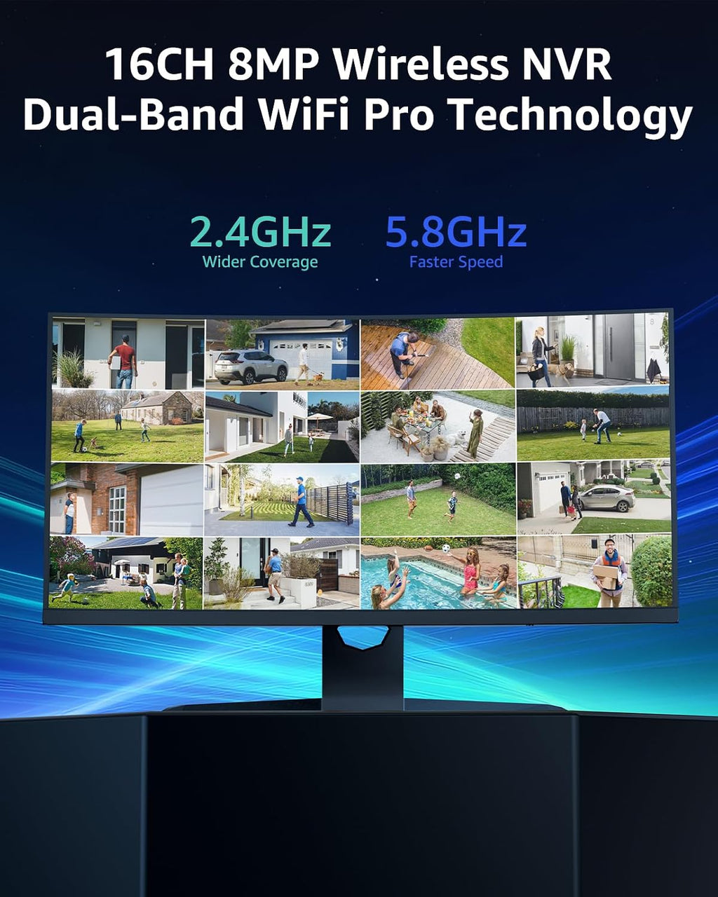 ANNKE Wireless Camera for Indoor/Outdoor 16 Pcs, 16CH 4K NVR Kit Expandable, Security Camera System, 4TB HDD, 100ft Color Night Vision, AI Human Detection, IP66, 2-Way Audio, Plug-and-Play