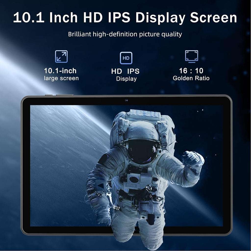 Tablet 10 Inch Android 14 Tablet, 16GB RAM 128GB ROM, 1TB Expansion, Octa-core, Large Capacity Battery, 5MP + 8MP Dual Camera, 5G/2.4G WiFi, Bluetooth 5.0, GPS, Drop-Proof Case - Black (Black)
