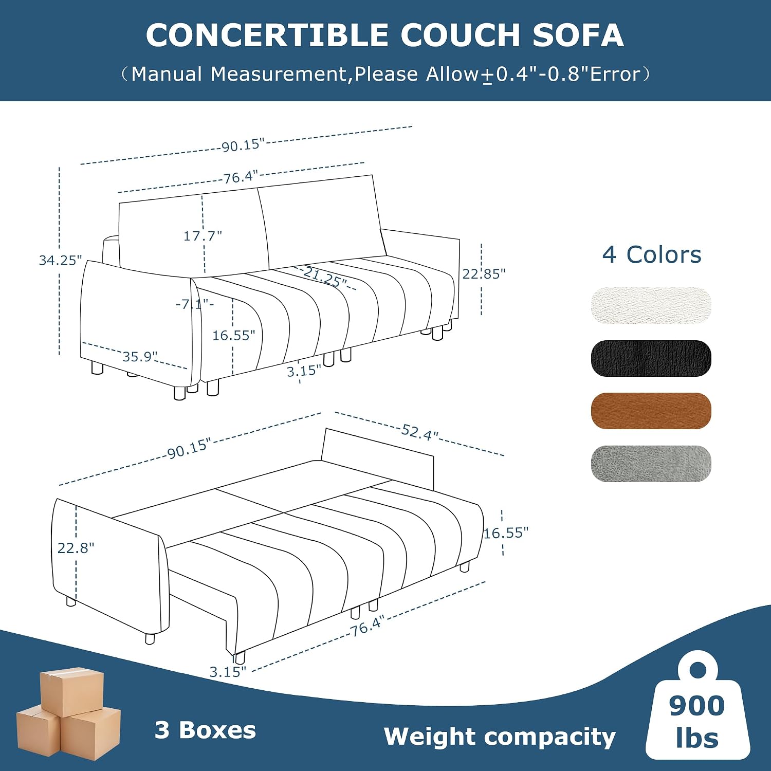 Mofolit Sleeper Sofa Bed Convertible Couch with Storage in Chenille Fabric Loveseat for Living Room Apartment and Small Spaces(Cream)