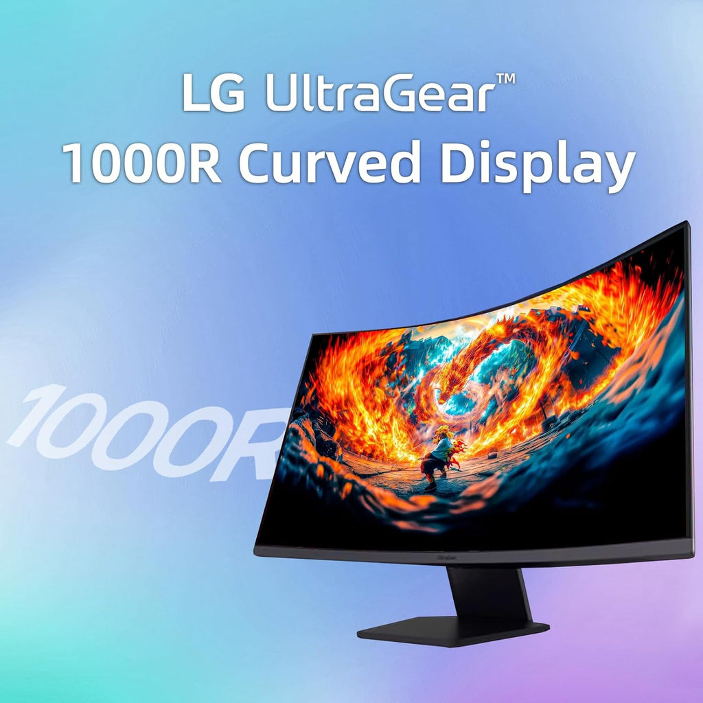 LG 32' Ultragear QHD Curved Gaming Monitor, 180Hz, 1ms, AMD FreeSync, 1000R Curve, HDR10, 99% sRGB, Black Stabilizer, Dual Controller, DisplayPort & HDMI, 3-Side Borderless, Tilt Adjustment, Black
