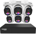 Defender AI Powered Sentinel Pro Turret 8CH NVR PoE Security Camera System, 6pc Metal Turret Cameras, 109° Wide Angle, IP66 Rated, Audio Recording, Web Viewing, 1TB HDD, Works w/Empower App