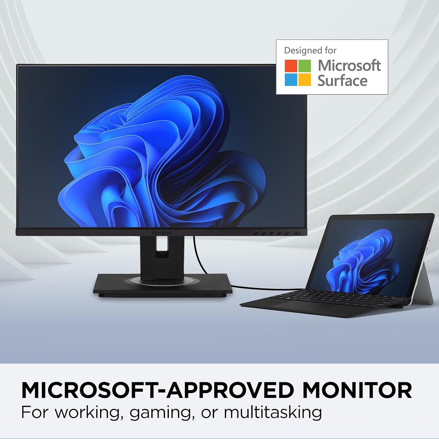 ViewSonic VG245 24 Inch 1080p Monitor Designed for Surface, IPS Display for Smooth Home and Office Productivity, Advanced Ergonomics, 60W USB-C, HDMI, and DisplayPort Inputs