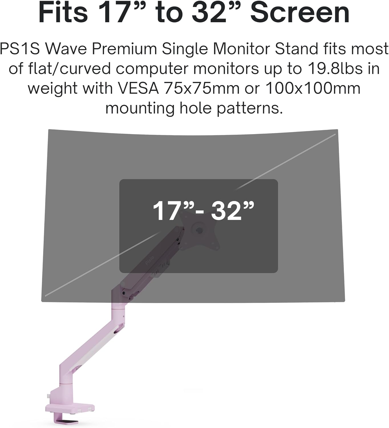 Pixio PX279 Wave Pink 27 inch 240Hz Refresh Rate FHD 1080p Resolution Fast IPS Panel 1ms GTG Resonse Time Gaming Monitor and PS1S Wave Pink Single Monitor Arm - Fits up to 32 inches and 19.8lbs