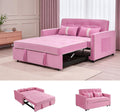 Convertible Velvet Sofa Bed with Pull-Out Bed & Side Storage Pockets, Modern Sleeper Sofa for Living Room, Apartment, Small Spaces, and Bedroom (Pink-1)