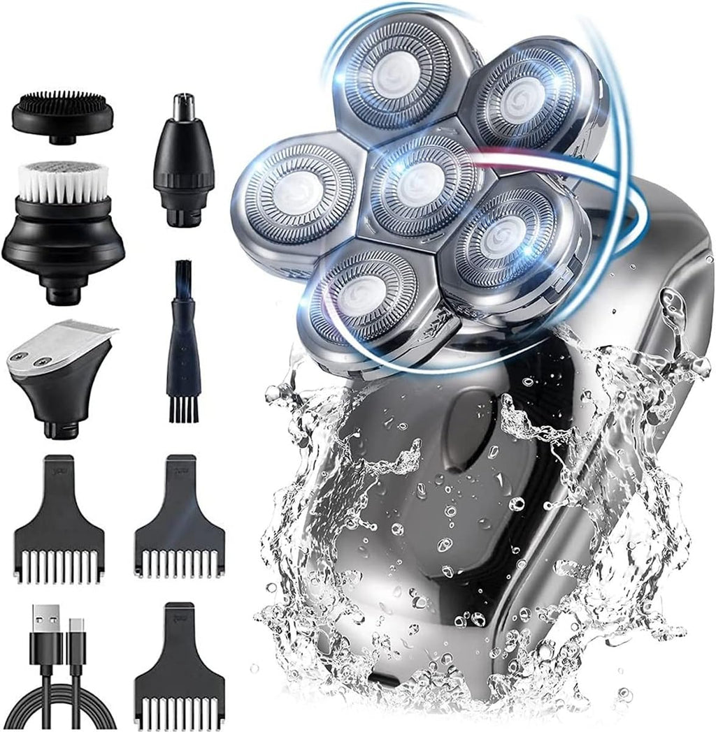 Electric Razor for Men, 6 in 1 Grooming Kits Electric Shaver Facial Body Electric Razor for Men Wet Dry Hair Beard Bald Head Shaving Machine Rechargeable
