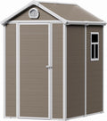 6x4.5 Large Outdoor Storage Shed with Floor, Spacious Tool Shed for Lawn Mower, Bike, and Patio Furniture, Includes Lockable Door and Ventilation, Warm Gray