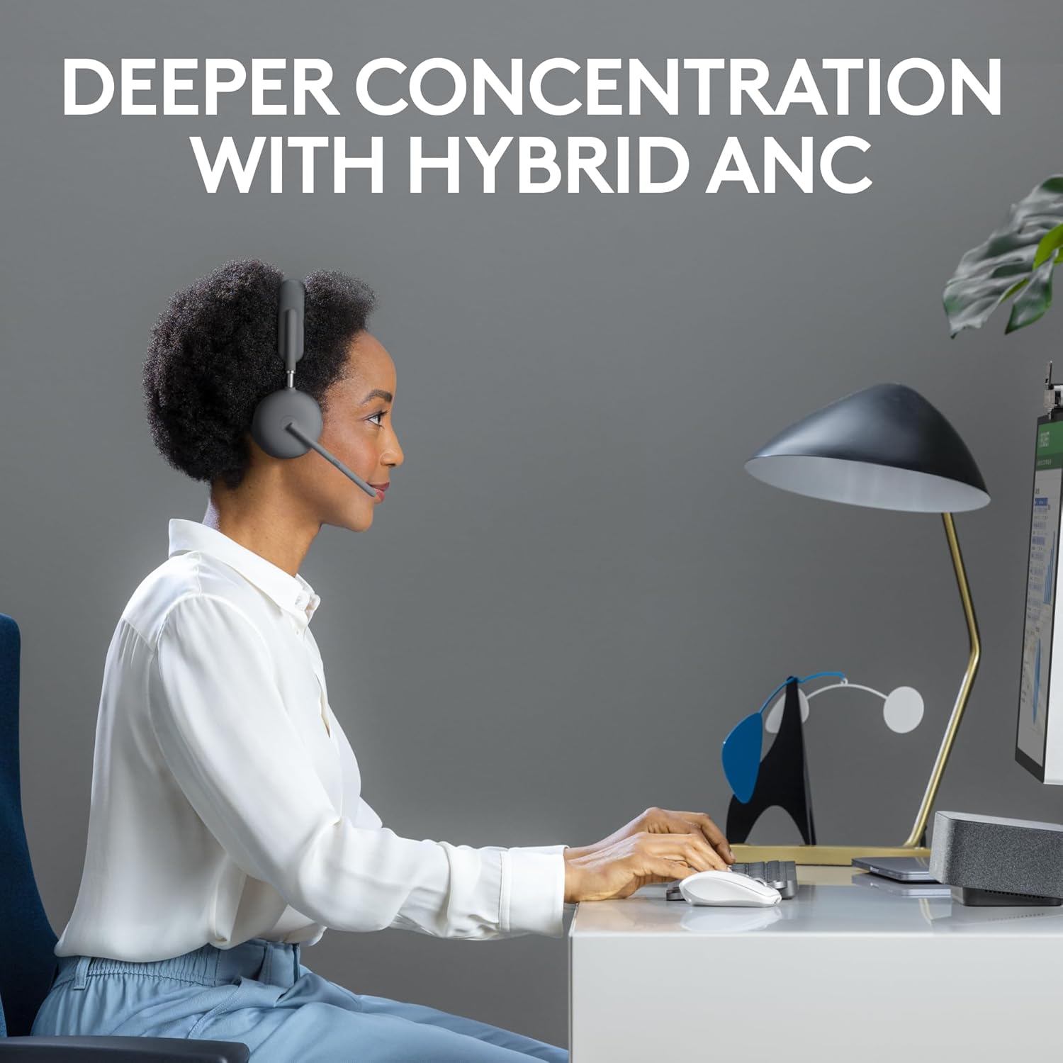 Logitech Zone Wireless 2 Premium Noise Canceling Headset with Hybrid ANC, Bluetooth, USB-C, USB-A, Certified for Zoom, Google Meet, Google Voice, Fast Pair, Engineered for Intel Evo laptops, Graphite