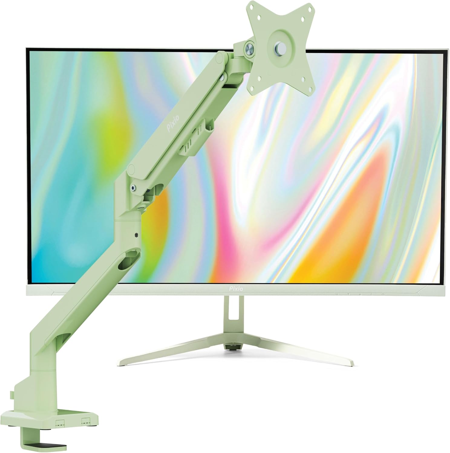 Pixio PX279 Wave Mint Green 27 inch 240Hz Refresh Rate FHD 1080p Resolution Fast IPS Panel 1ms GTG Resonse Time Gaming Monitor and PS1S Wave Mint Green Single Monitor Arm