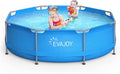 Evajoy 10 ft x 30 Inch Outdoor Metal Frame Above Ground Round Swimming Pool with Easy Set-Up, Pool Only