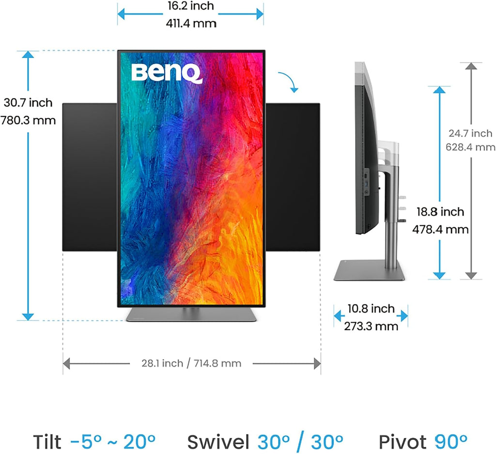 BenQ PD3225U 32 Inch 4K IPS UHD Thunderbolt Monitor for MacBook, AQCOLOR, 98% P3 100% sRGB & Rec.709 Uniformity, Factory Calibration, USB-C 85W, USB Hub, Daisy Chain, KVM Switch (Renewed)