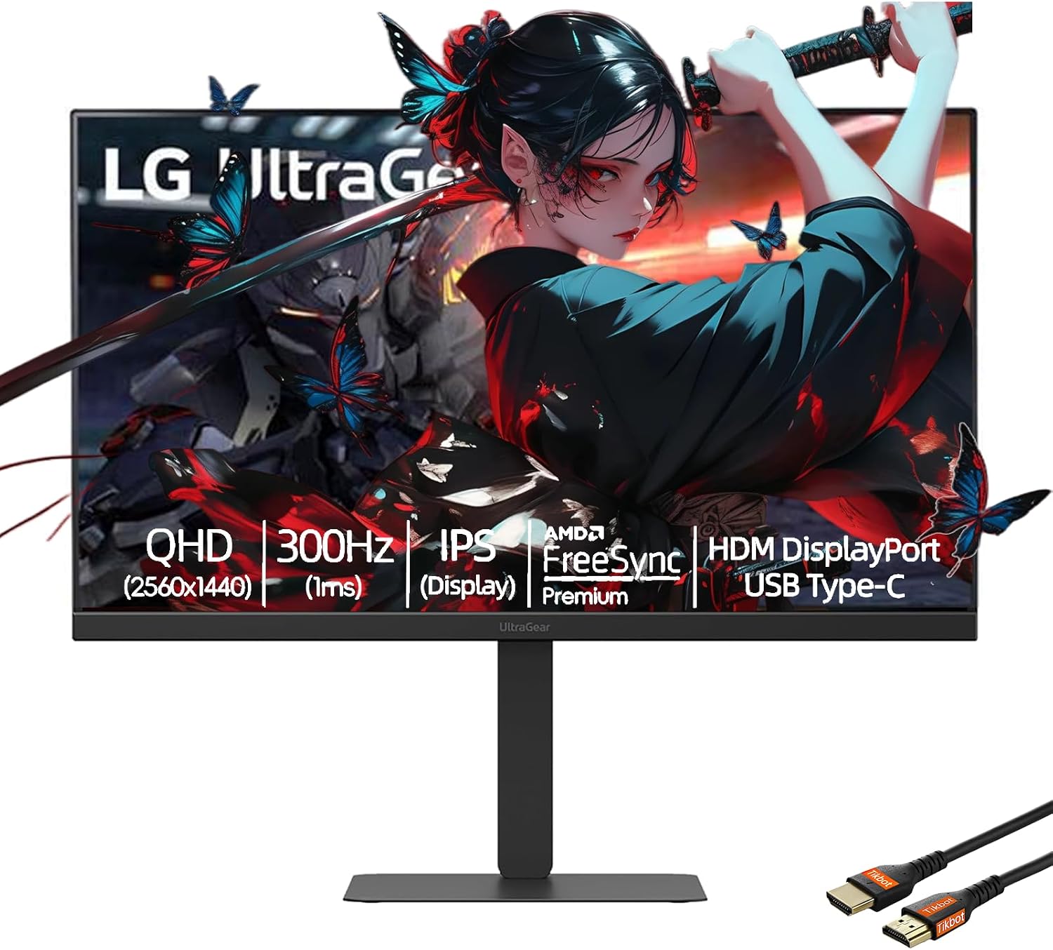 LG 27 inch QHD Monitor | 300Hz -1ms | AMD FreeSync Premium, G-SYNC Compatibility | USB-C, HDMI 2.1 | Built-in Speaker | Tilt/Height/Pivot Adjustable Stand | W/HDMI