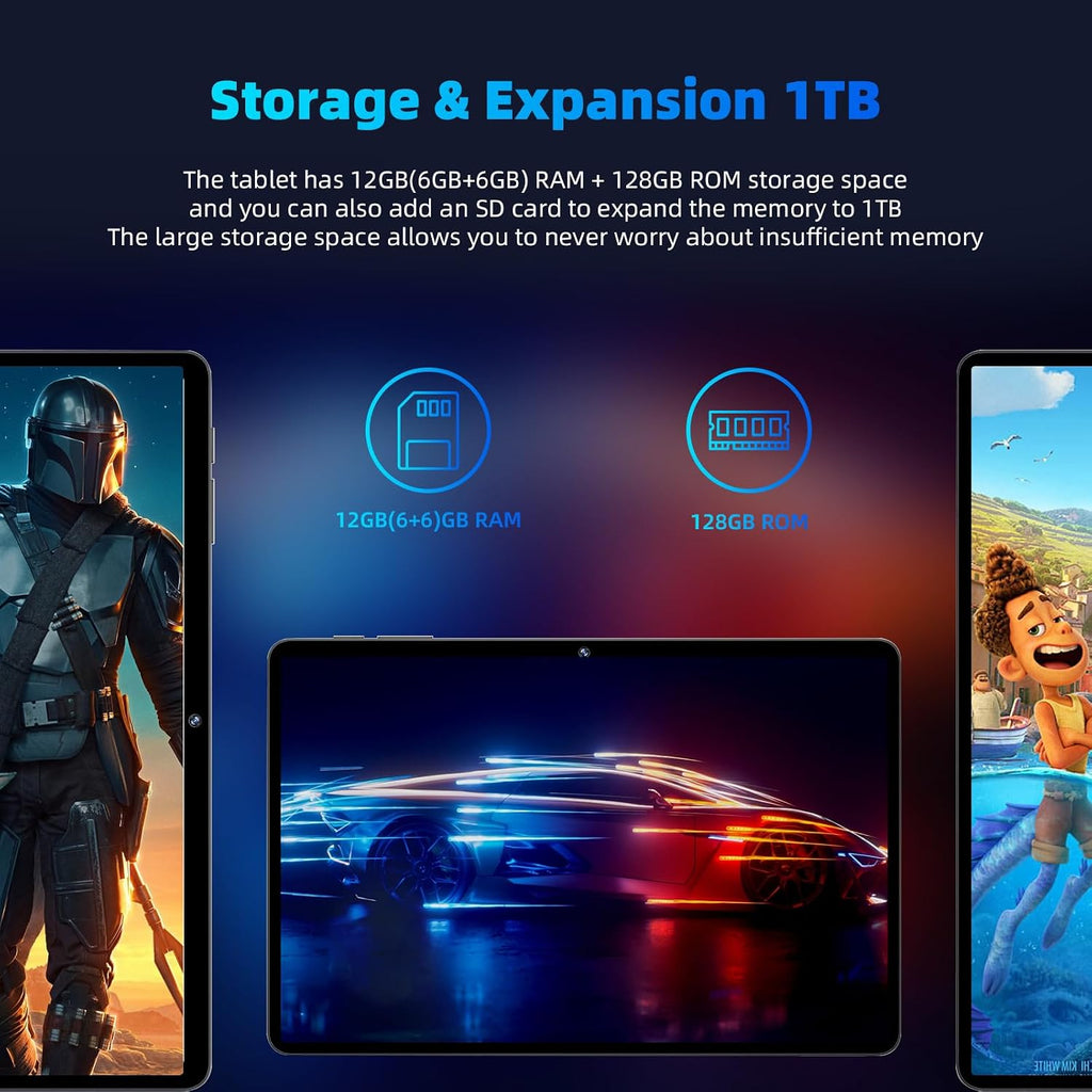 COLORROOM 2026 Android 16 Tablet 11inch, Face Unlock, 18W Fast Charging, 32GB+128GB+1TB Expand, Octa-core CPU, 8000mAh Large Battery, WiFi6, Touchscreen Display, Widevine L1 Tableta, Blue