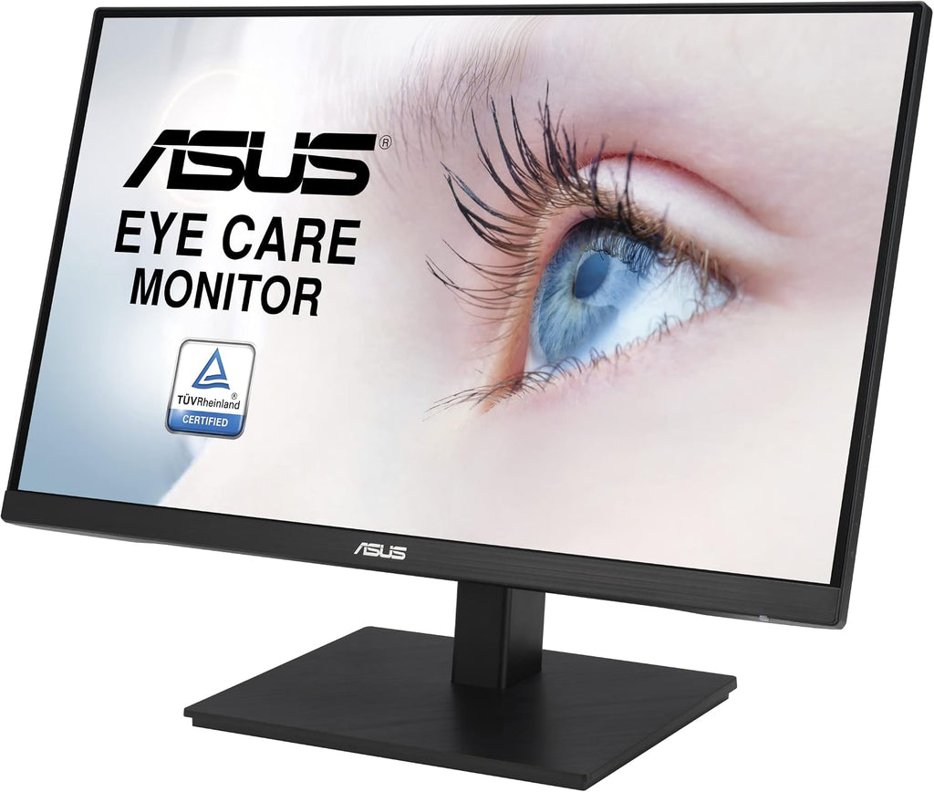 ASUS 24' 1080P Monitor (VA24EQSB) - Full HD, IPS, 75Hz, Built-in Speakers, Eye Care, Low Blue Light, Flicker Free, VESA Mountable, Height Adjustment, Frameless, DisplayPort, HDMI, VGA, USB Hub,Black