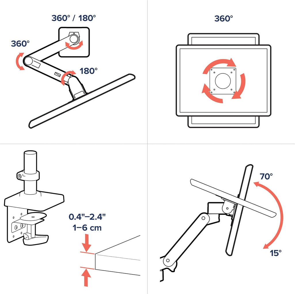 Ergotron – Upgraded LX Pro Premium Monitor Arm, Single Monitor Desk Mount – fits Flat Curved Ultrawide Computer Monitors up to 34 Inches, 4 to 22 lbs, VESA 75x75mm or 100x100mm – White