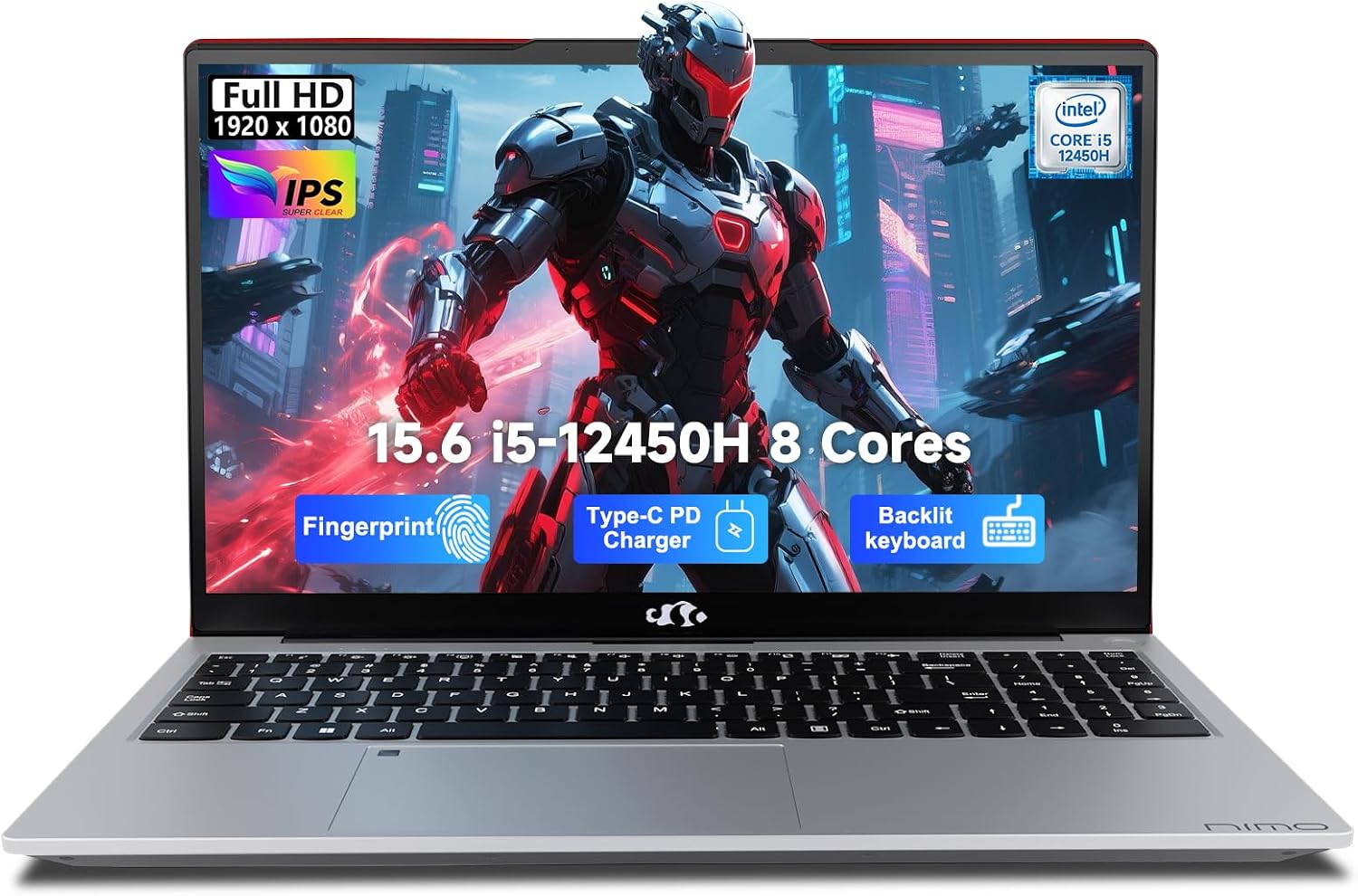 NIMO 15.6' FHD lPS-Business-Laptop, 8 Cores i5-12450H 32GB RAM 2TB SSD (Beat i7-11800H, Up to 4.4 GHz) Student Computer with 100W Type-C Charger Fingerprint Backlit Keyboard WiFi-6 Numpad